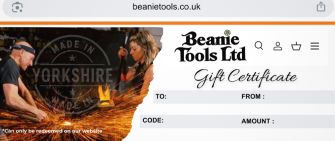 Beanie Tools Printed Gift Certificate
