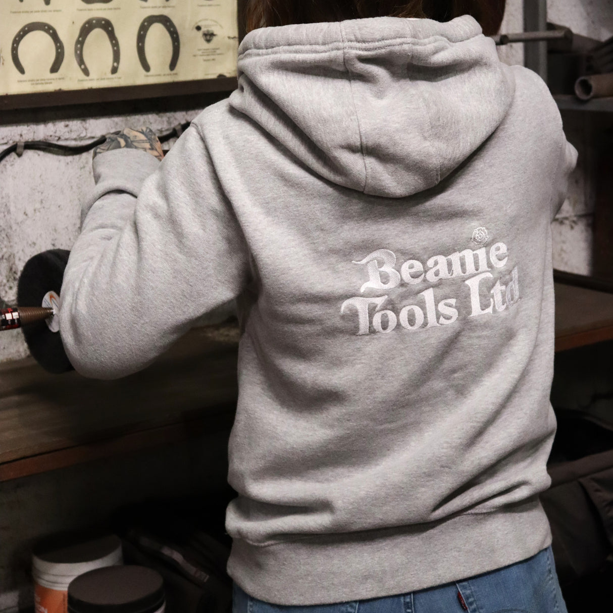 Beanie Unisex Embroidered Grey hoodie (limited edition)