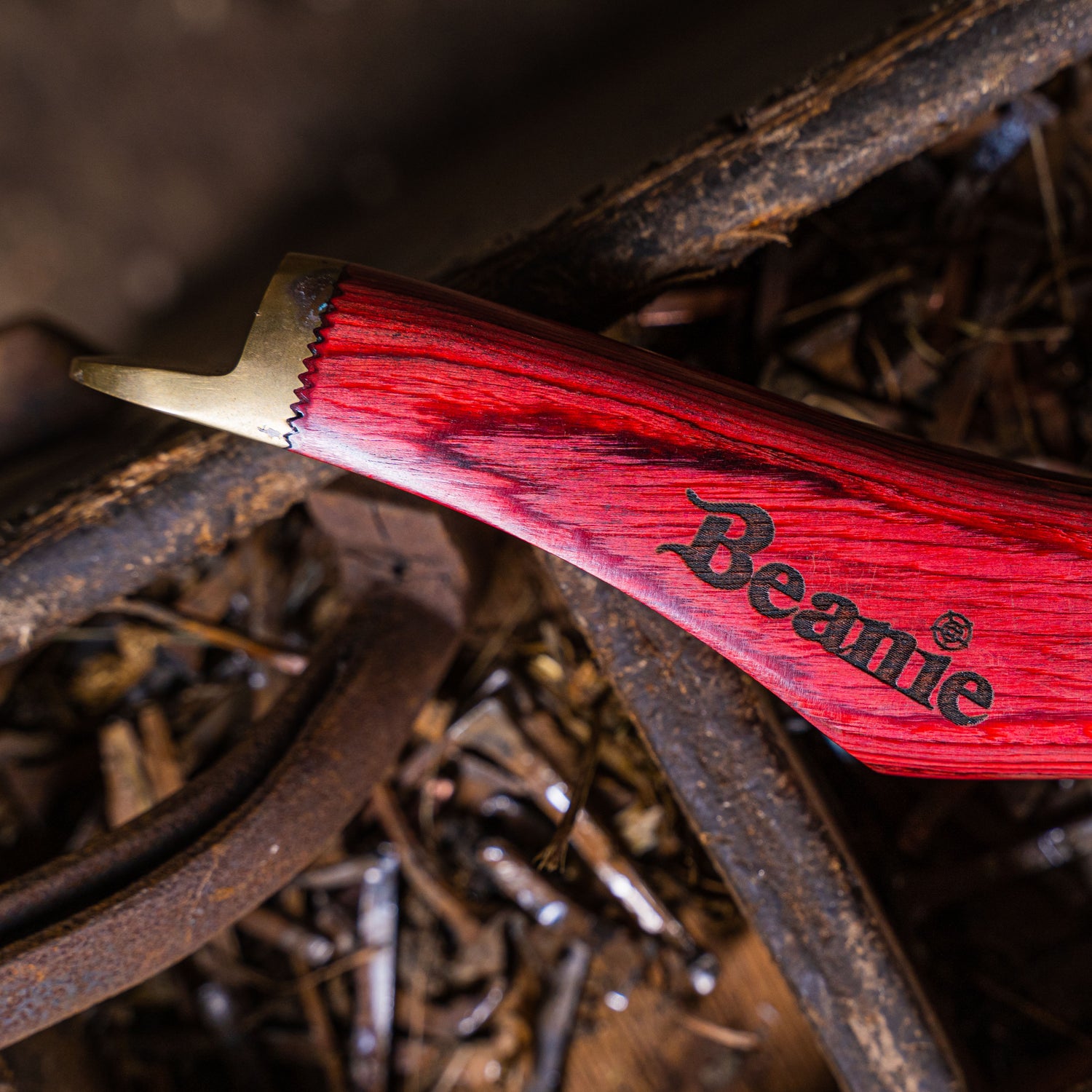 Beanie Farrier Curved Blade Knife with Brass Topper