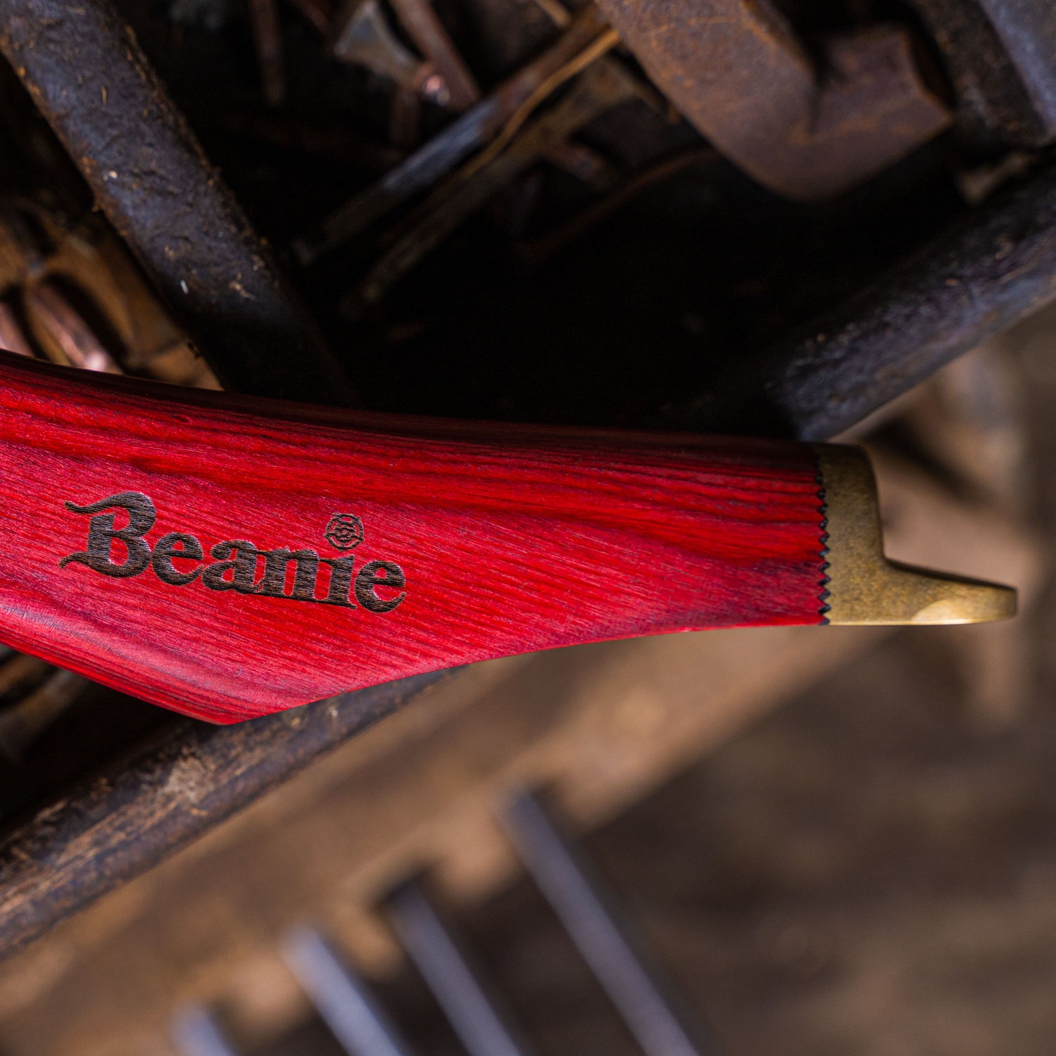 Beanie Farrier Curved Blade Knife with Brass Topper